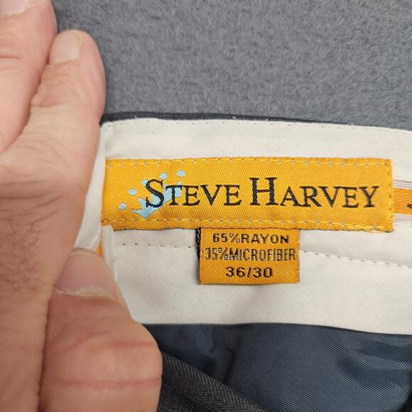 Steve Harvey Dress Pants Mens 34x28 Grey Pleated Front Tagged 36x30 - Picture 3 of 15